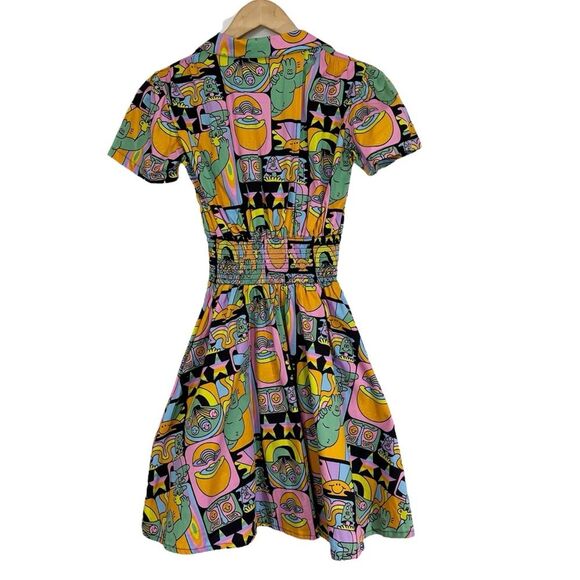 Nooworks Leah Dreyfus Print Fit and Flare Mini Dress S - Picture 6 of 9